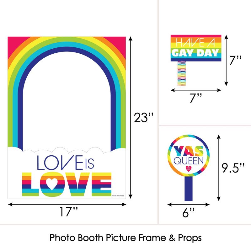 Big Dot of Happiness Love is Love - Gay Pride - LGBTQ Rainbow Party Selfie Photo Booth Picture Frame and Props - Printed on Sturdy Material