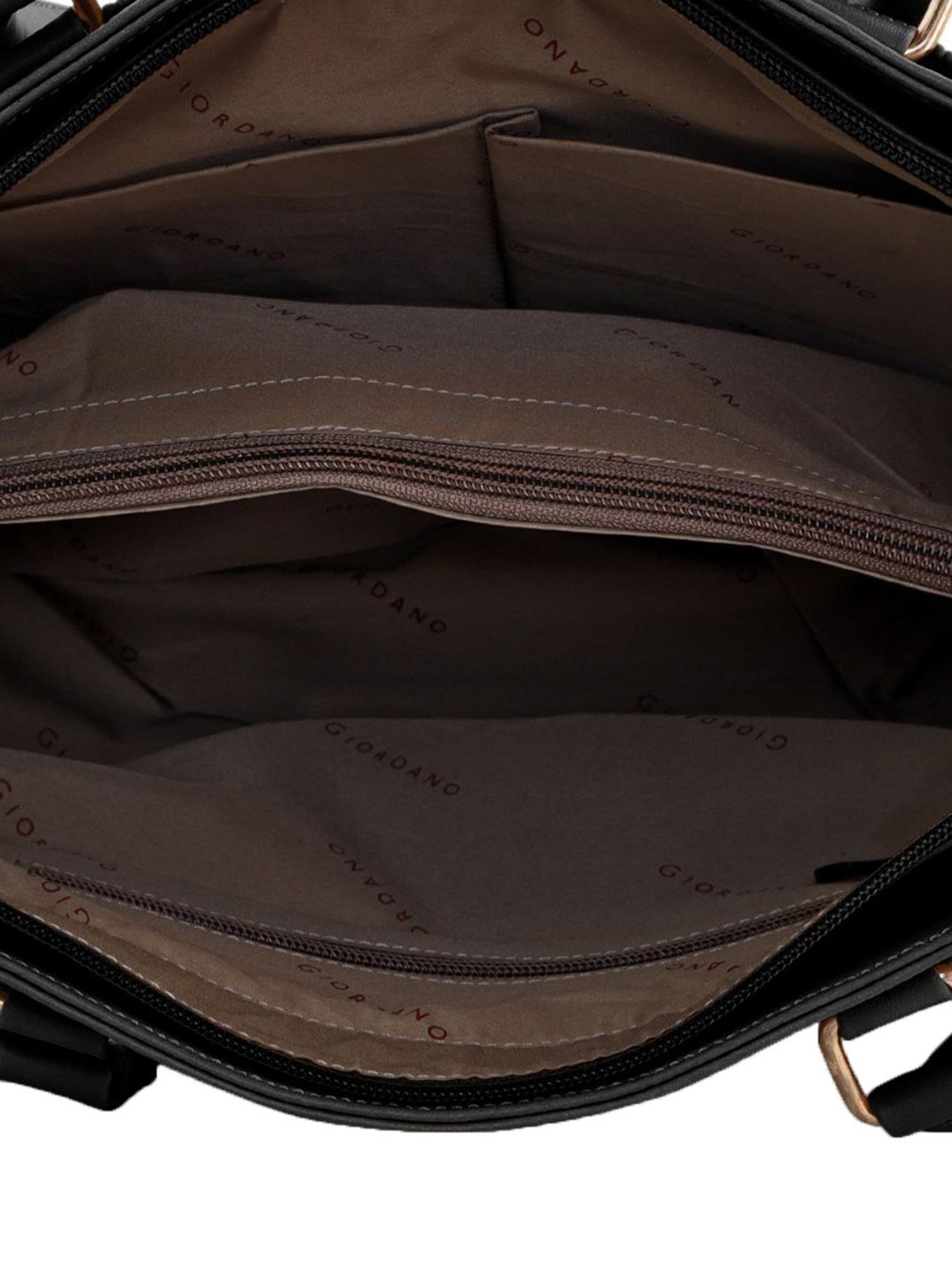 Giordano Black Textured Medium Tote Handbag