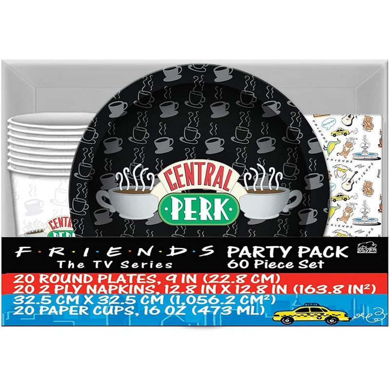 Silver Buffalo Friends Central Perk Logo 60-Piece Paper Party Pack | Cups | Plates | Napkins