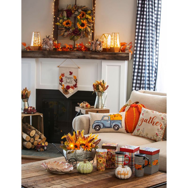 Cypress Home Ceramic Travel Cup, 17 Oz. ,W/Box And Tritan Lid, Autumn Blessing Pattern