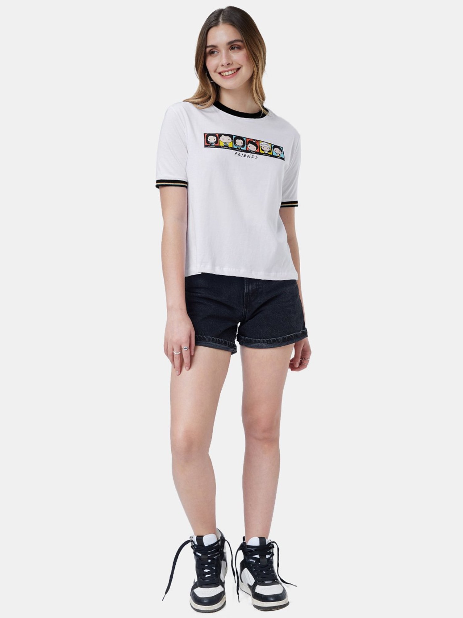 The Souled Store White Cotton Printed T-Shirt