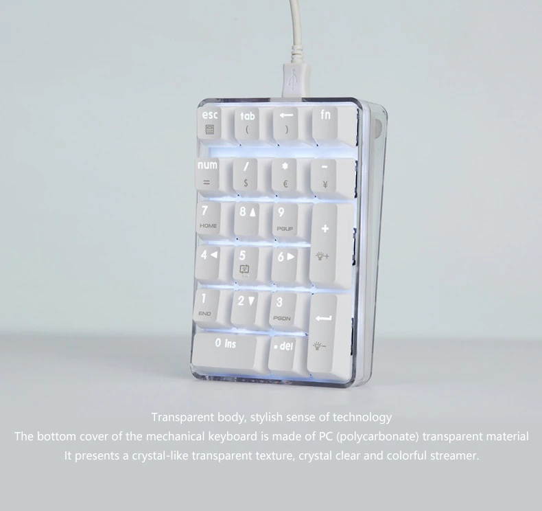 Number K24 USB Wired Mechanical Numeric Keypad 21 Keys Mini Numpad RGB Backlight Keyboard  Accounting Laptop Notebook Tablets