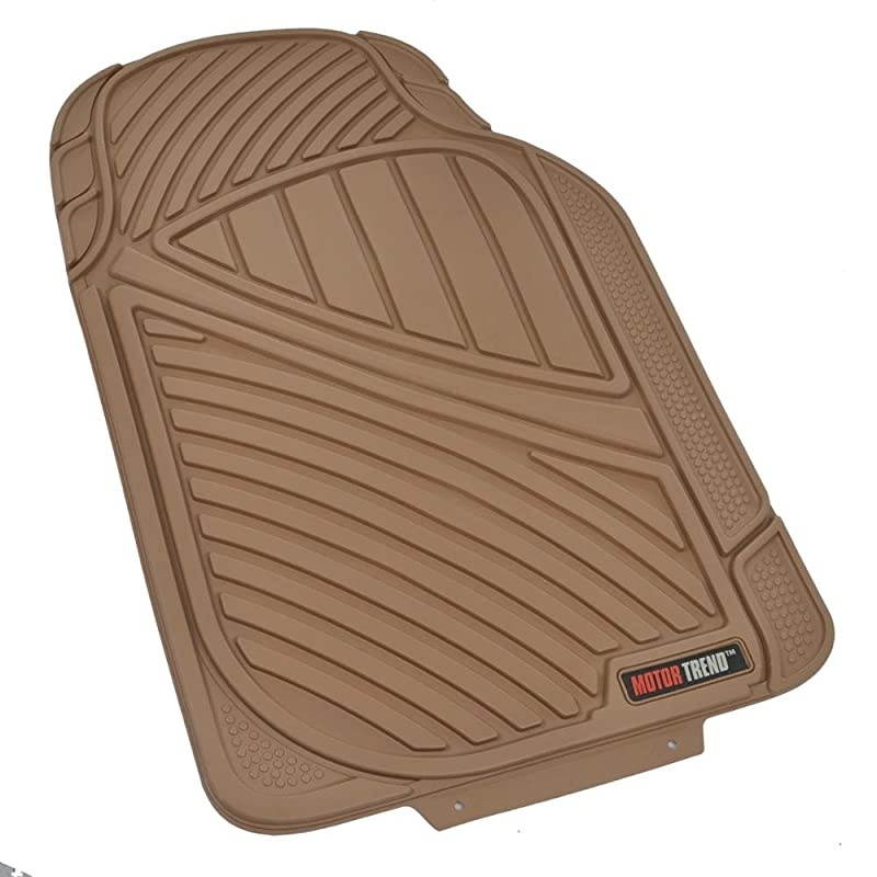 FlexTough Performance All Weather Rubber Car Floor Mats &ndash; 3 Piece Odorless Floor Mats for Cars Truck SUV, BPA-Free Automotive Floor Mats, Heavy-Duty Waterproof Liners (Beige)