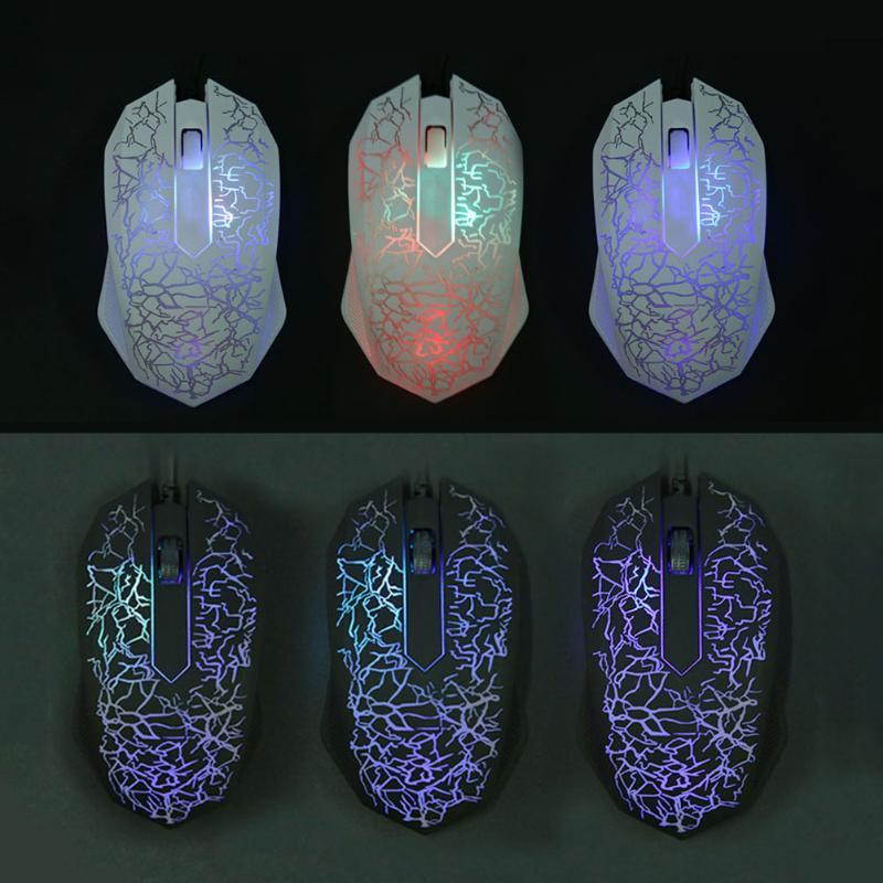 Wired USB Port 2400DPI 3 Keys Optical Colorful Backlight Home Office Gaming Mouse Computer PC Laptop Mouse Gamer Mice