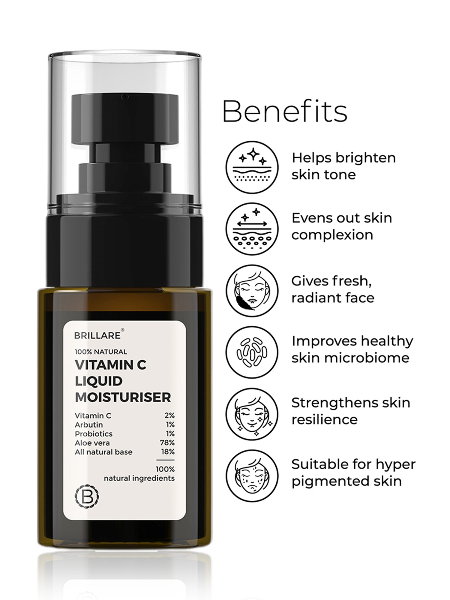 Brillare 100% Natural Vitamin C Liquid Moisturiser - 30 ml