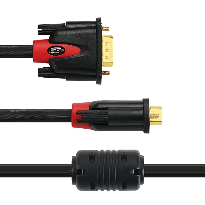 VGA Cable 6Feet VGA to VGA Monitor Cable HD15 SVGA for PC Laptop TV Porjector Black and Red Color
