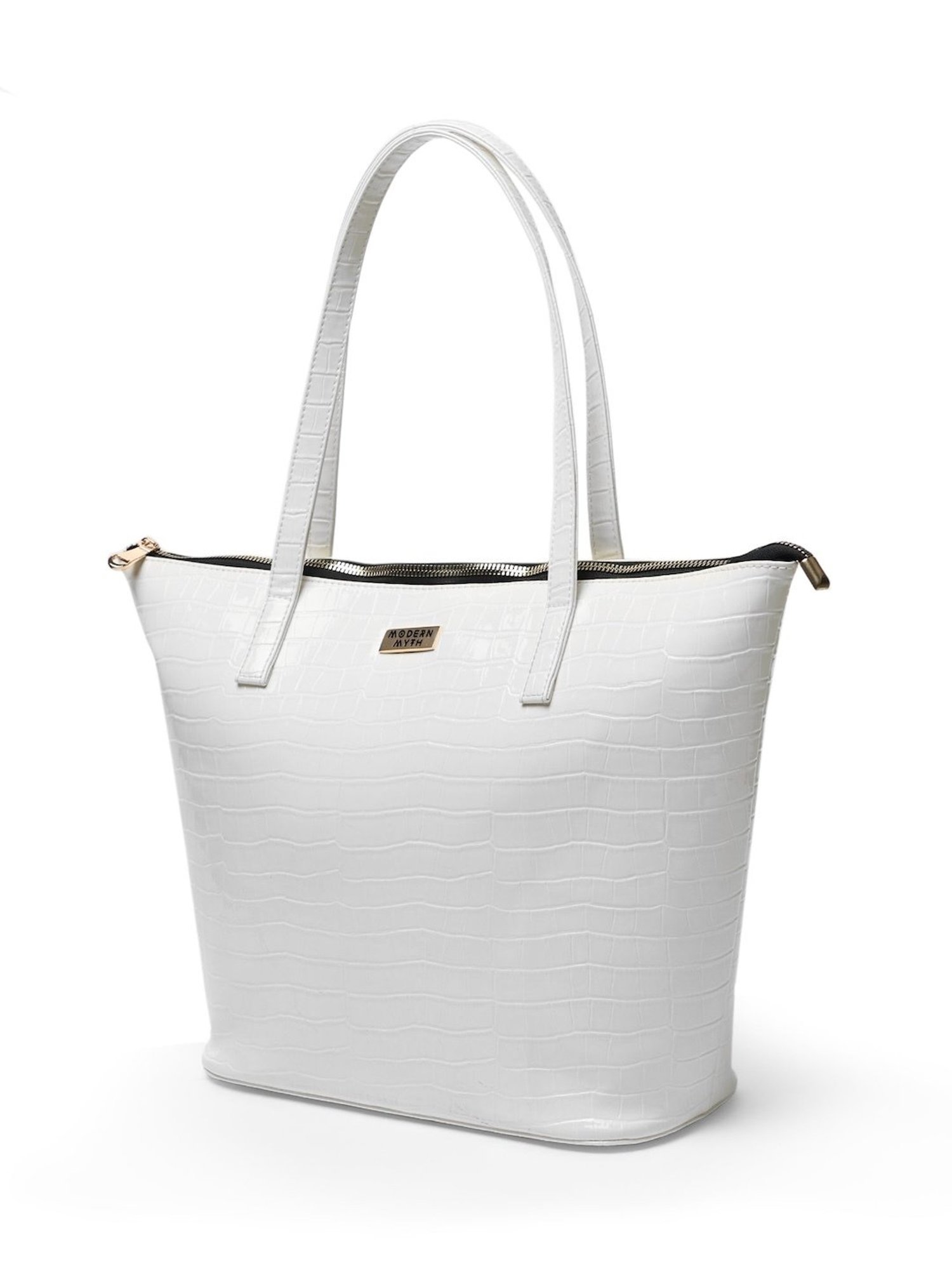 Modern Myth Epic White Textured Large Tote Bag