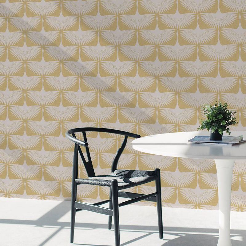 Tempaper Feather Flock Peel and Stick Wallpaper Golden Hour