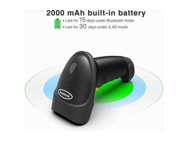 Barcode Scanner, Inateck QR Code Scanner, 2D, Wireless, Bluetooth, Read Screen, BCST-50 Black