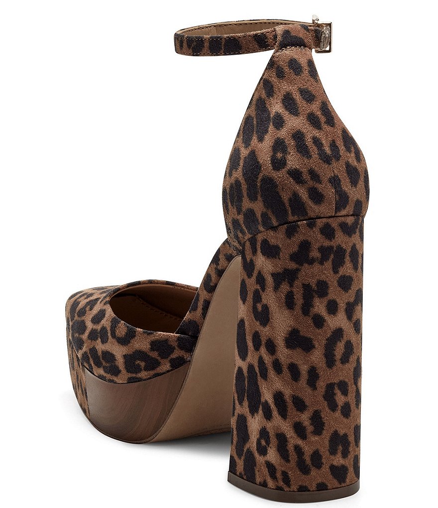 Jessica Simpson Kymmie Leopard Print Ankle Strap Platform Pumps