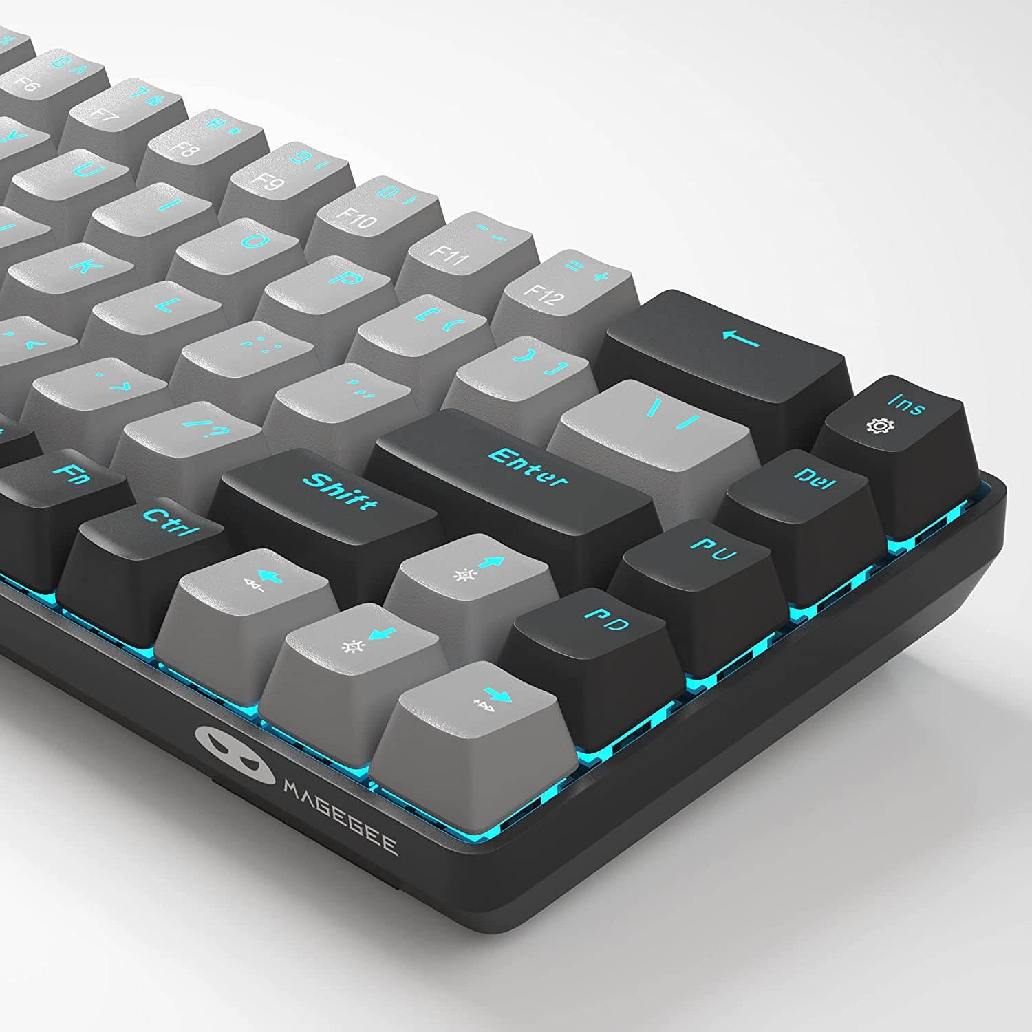 Portable 60% Mechanical Gaming Keyboard, MageGee MK-Box LED Backlit Compact 68 Keys TKL Wired Office Keyboard with Blue Switch for Windows Laptop PC Mac - Black/Grey