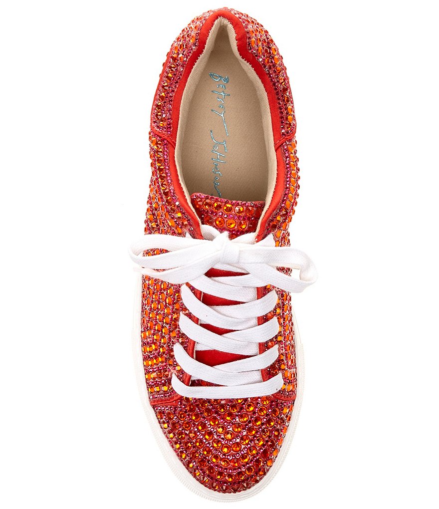 Blue by Betsey Johnson Sidny Rhinestone Embellished Platform Lace-Up Sneakers