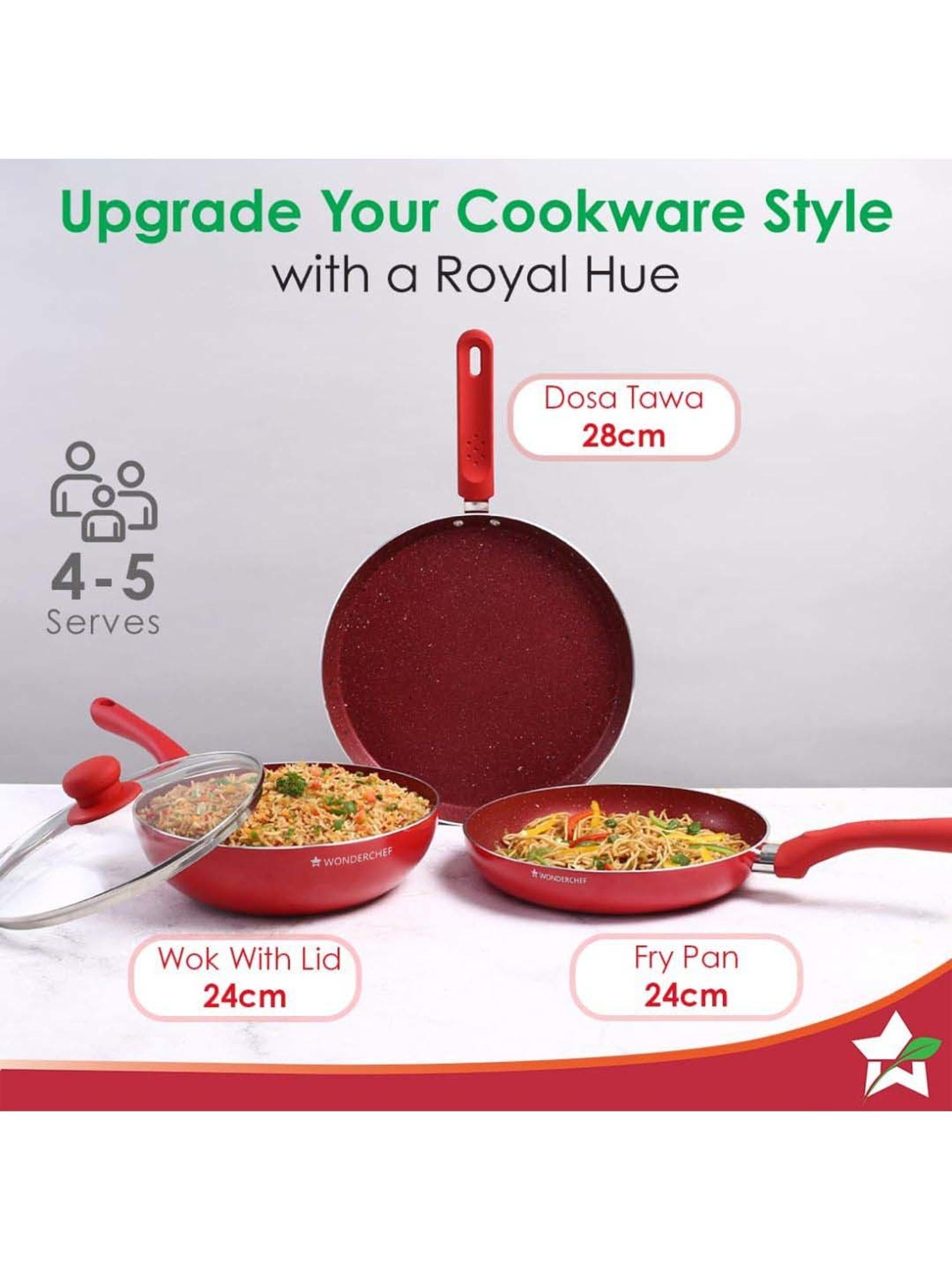 Wonderchef Royal Velvet Non-Stick Induction Bottom 4 Pcs Cookware Set