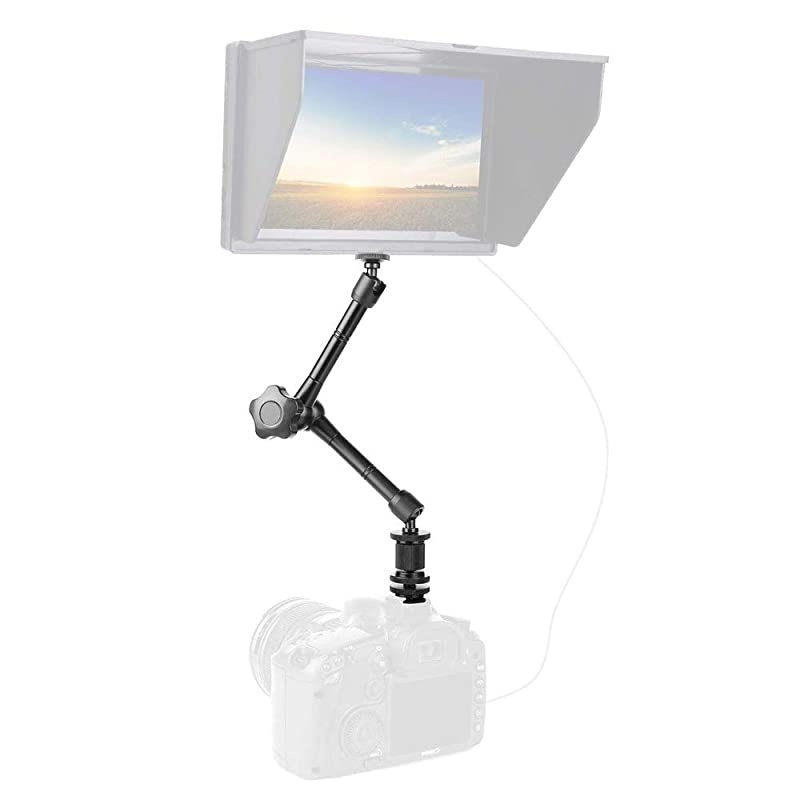 11inch Adjustable Articulating Frction Magic Arm with Large Super Clamp Mount Compatible with DSLR Camera Rig, LCD Monitor, LED Lights, Flash Lights, Microphones, DJI Osmo,Smart Phone