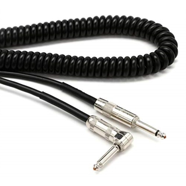 lava cable retro coil silent instrument cable black, 20 feet angledstraight