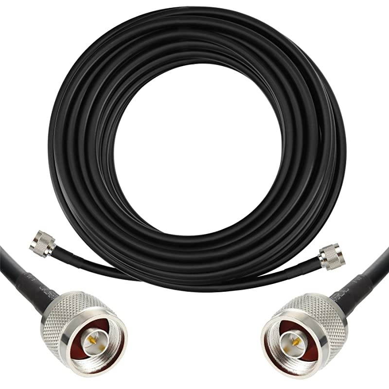 50 ft Low-Loss Coaxial Extension Cable (50 Ohm) N Male to N Male Connector,  Pure Copper Coax Cables for 3G/4G/5G/LTE/ADS-B/Ham/GPS/WiFi/RF Radio to Antenna or Surge Arrester Use (Not for TV)