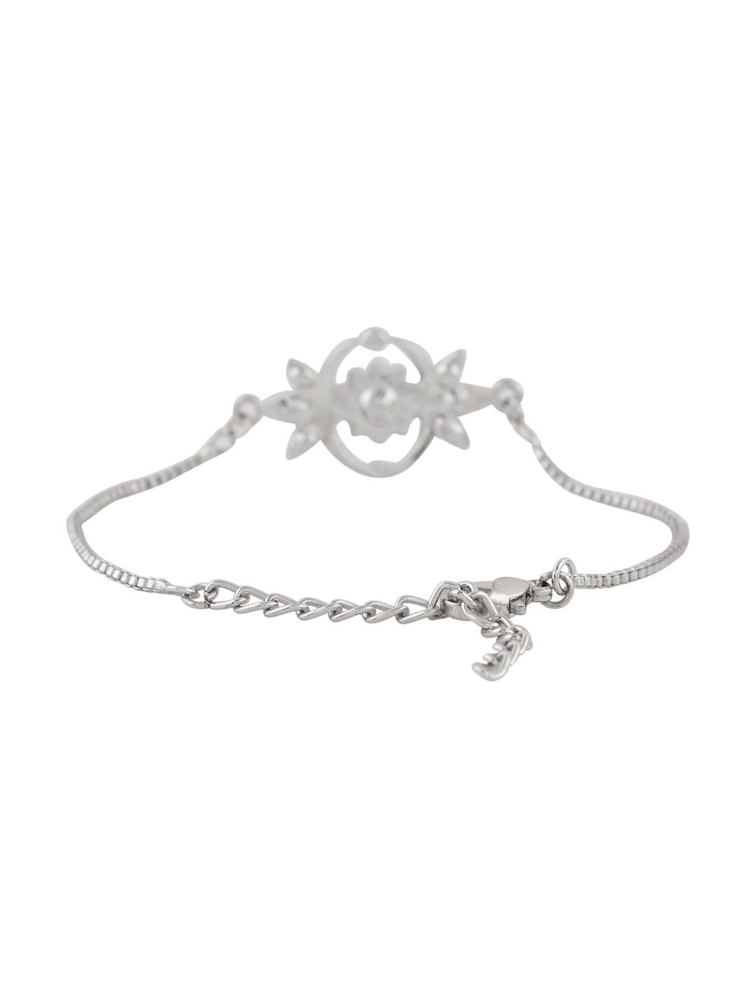 Estele Rhodium-Plated Bracelet with White Crystals for Women