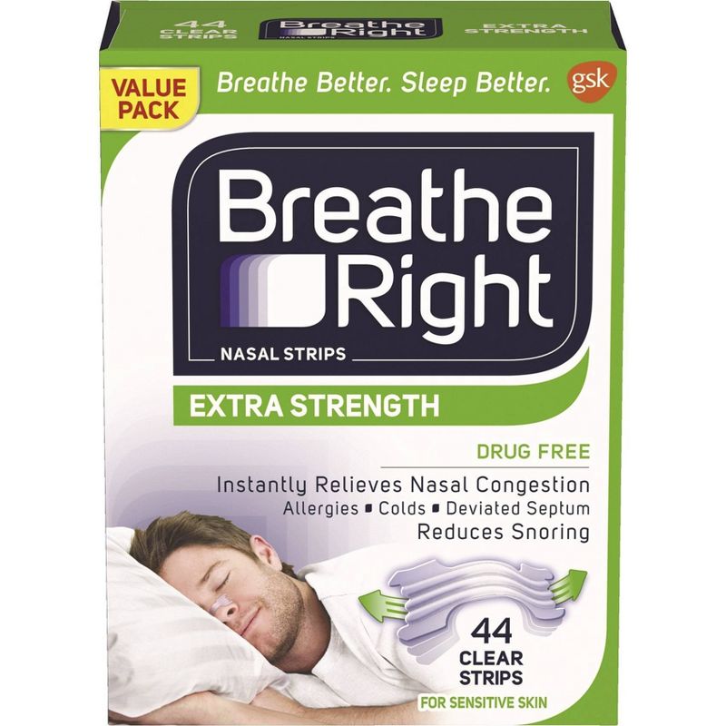 Breathe Right Extra Clear for Sensitive Skin Nasal Strips - 44ct