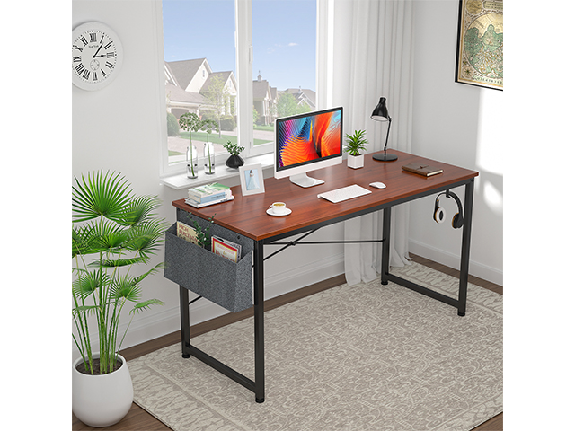 Computer Desk 47 inch Home Office Writing Study Desk, Modern Simple Style Laptop Table with Storage Bag,Rustic Black,GT104