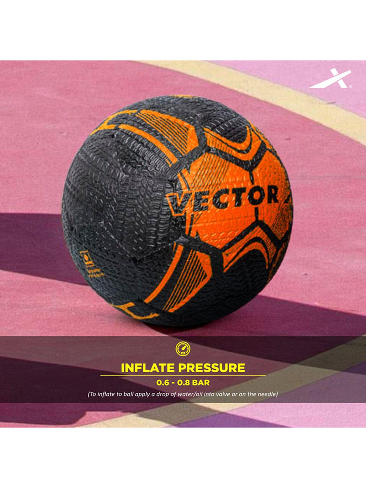 Vector X Street Soccer Rubber Moulded Football (Black & Orange) Size - 5