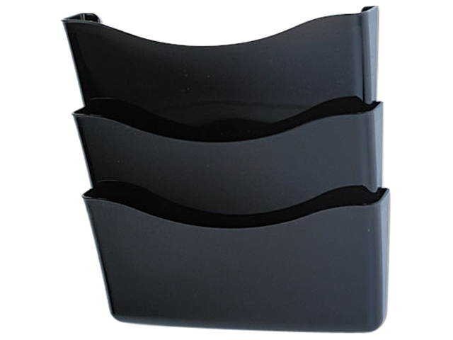 Rubbermaid 65974ROS Unbreakable Three Pocket Wall File Set, Letter, Smoke