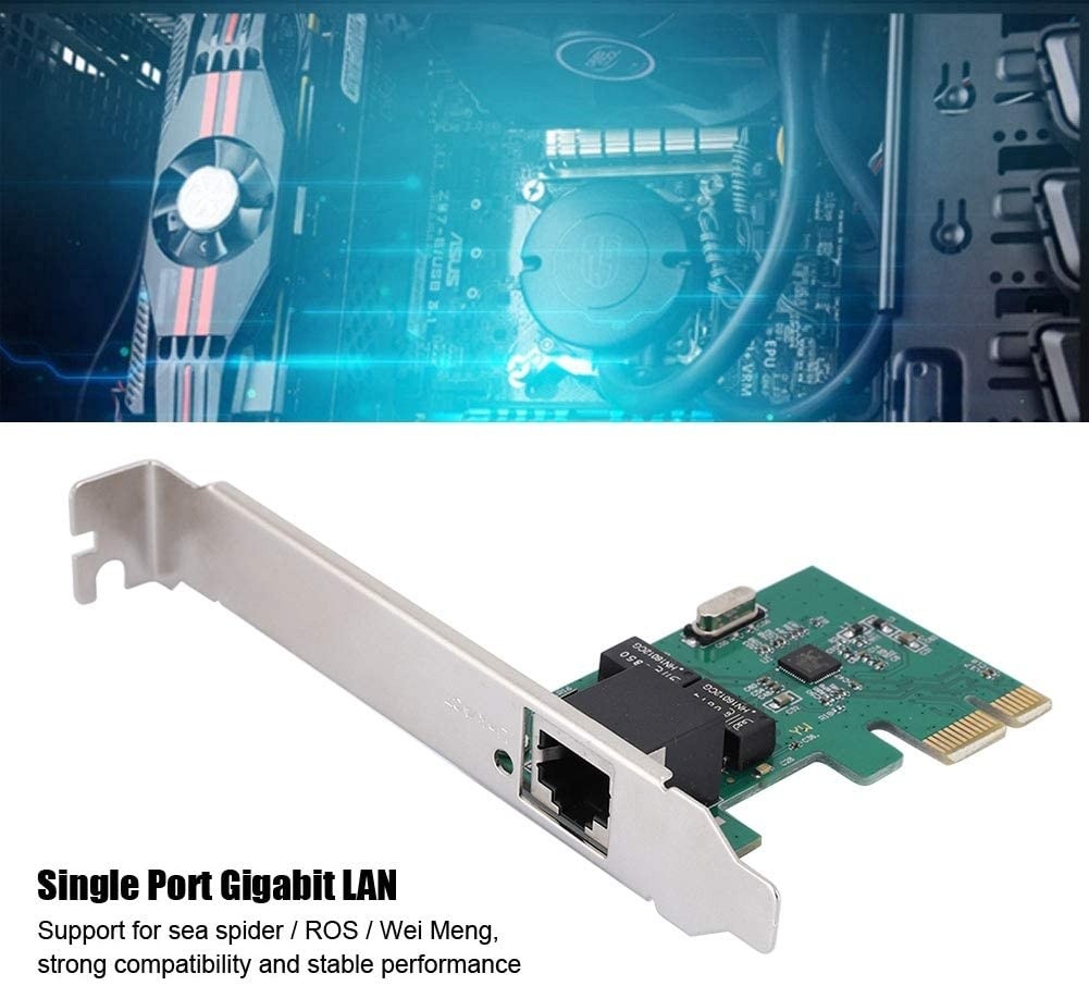 Redxiao PCI-E Network Card, 10/100/1000Mbps One-Port Practical Convenient Universal for PC Desktop Gigabit Ethernet LAN Card