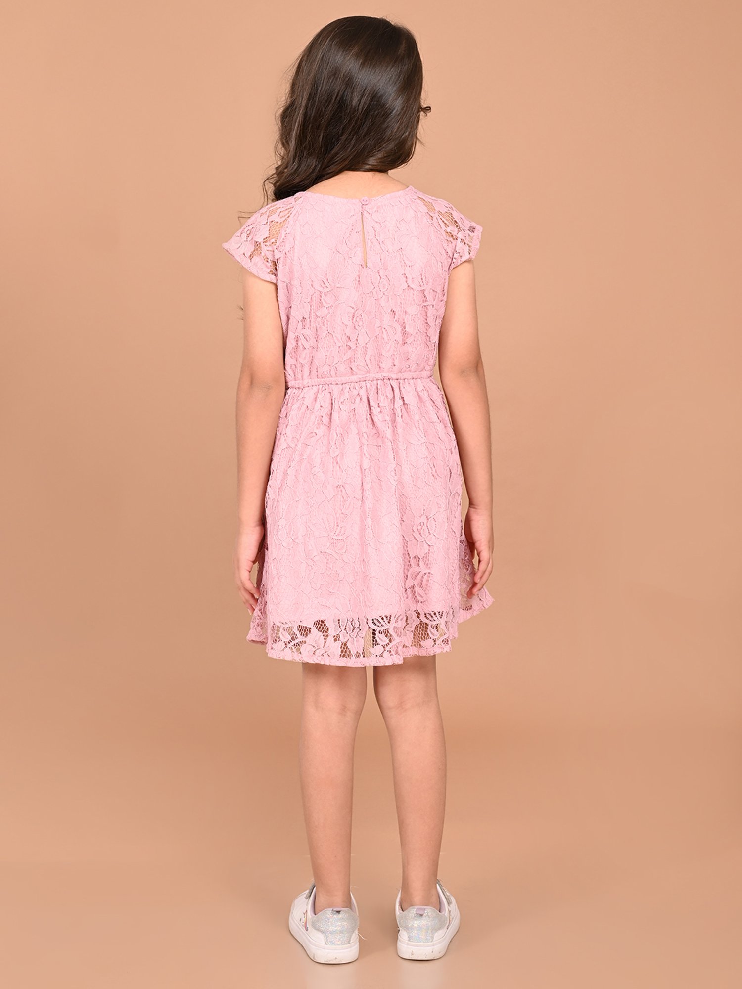 LilPicks Kids Pink Embroidery Dress