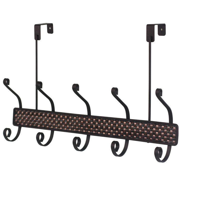 Home Basics Bronze Over the Door 5 Hook Hanging Rack, Bronze