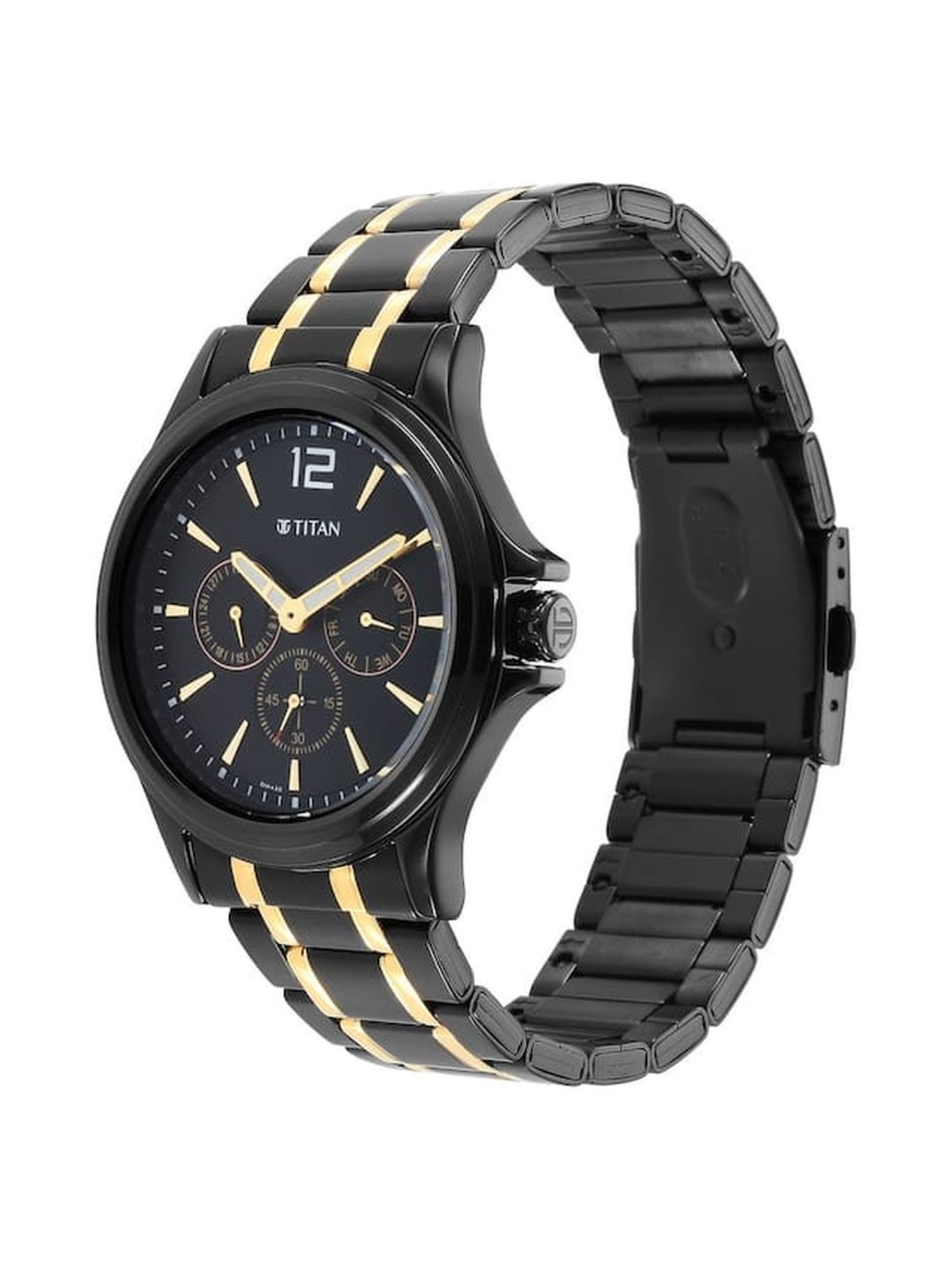 Titan NR1698KM02 Black & Gold Analog Watch for Men