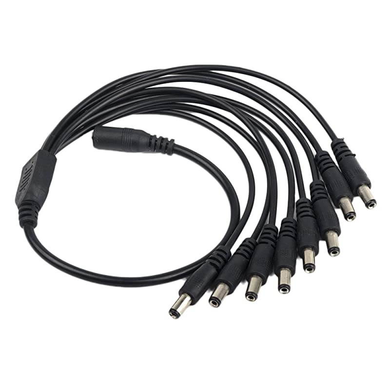 TM1 Female to 8 Male 55x21mm CCTV DC 8 Channel Power Jack Splitter Cable Compatible with CCTV Security Surveillance CamerasLorex CamerasQCEE Cameras