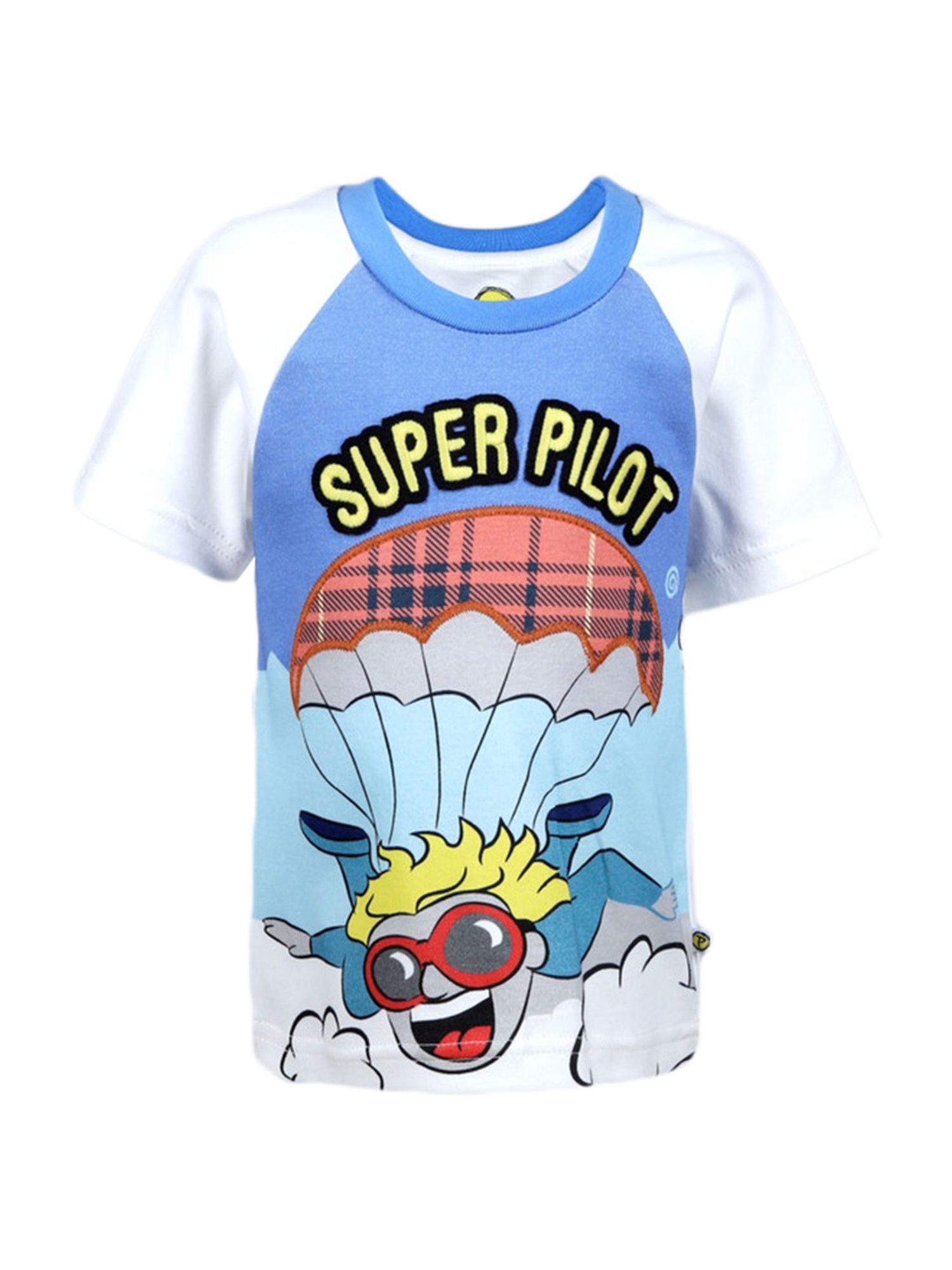 Pranava Boys Blue Cotton Printed T-Shirt