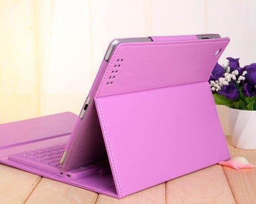 CLOVER Bluetooth Keyboard Series Genuine Leather Case For iPad Mini 3e - Purple