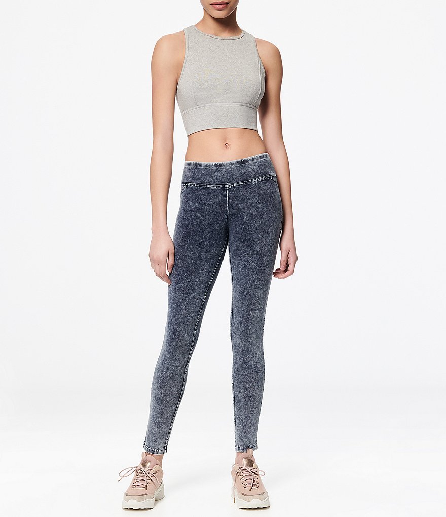 Marc New York Knit Denim Look Wide Waistband Jeggings