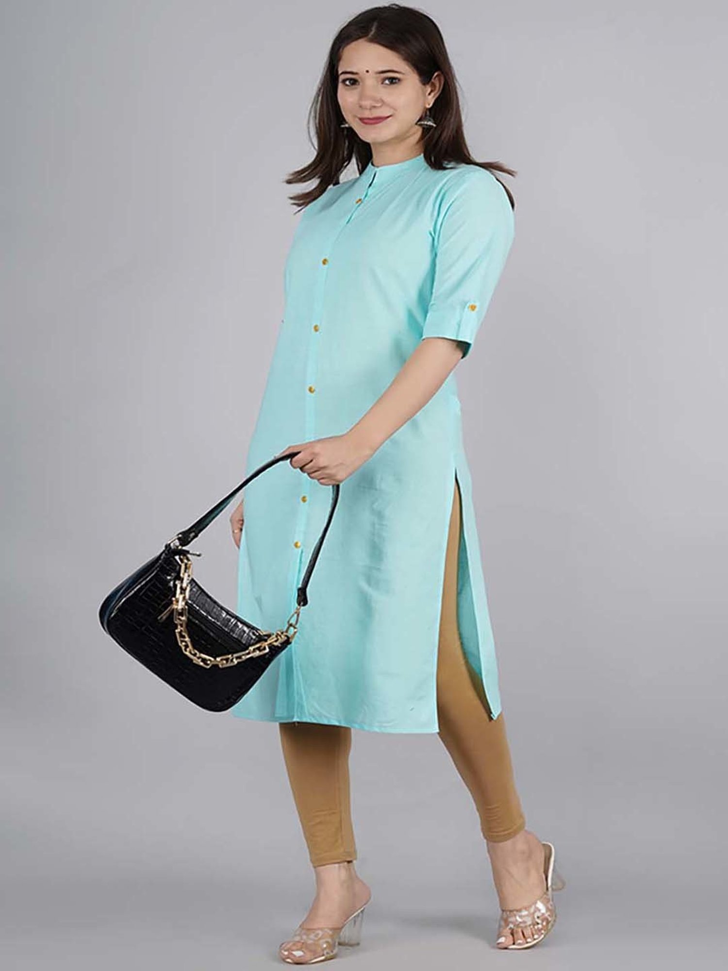 Kipek Blue Cotton Straight Kurta