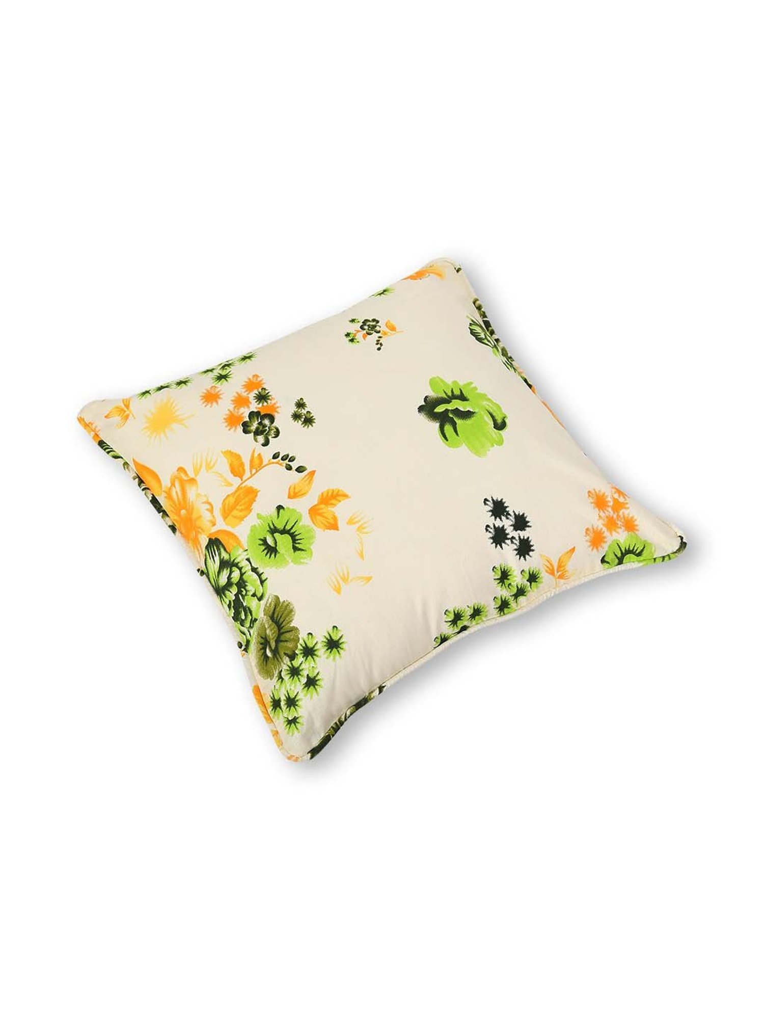 Swayam Beige & Green Cotton 160 TC Cushion Covers - Set of 2