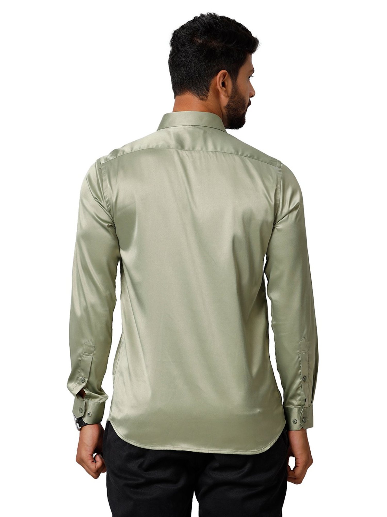 Ramraj Green Regular Fit Full Sleeves Shirt