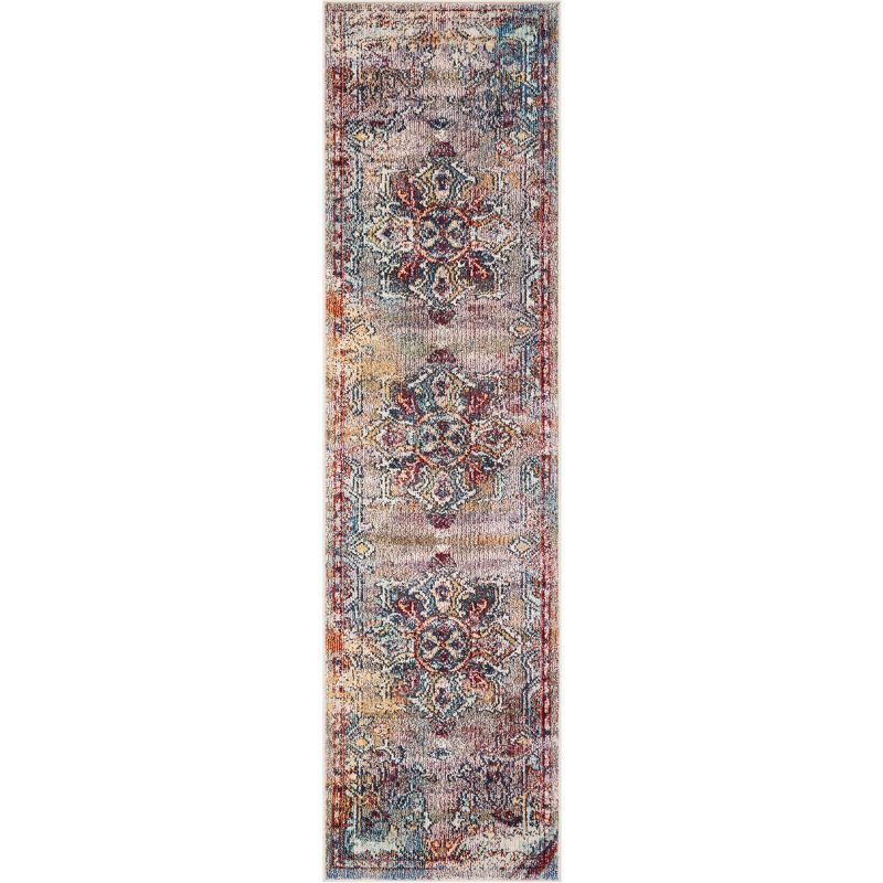 2'2"X8' Medallion Loomed Runner Gray/Cream - Safavieh