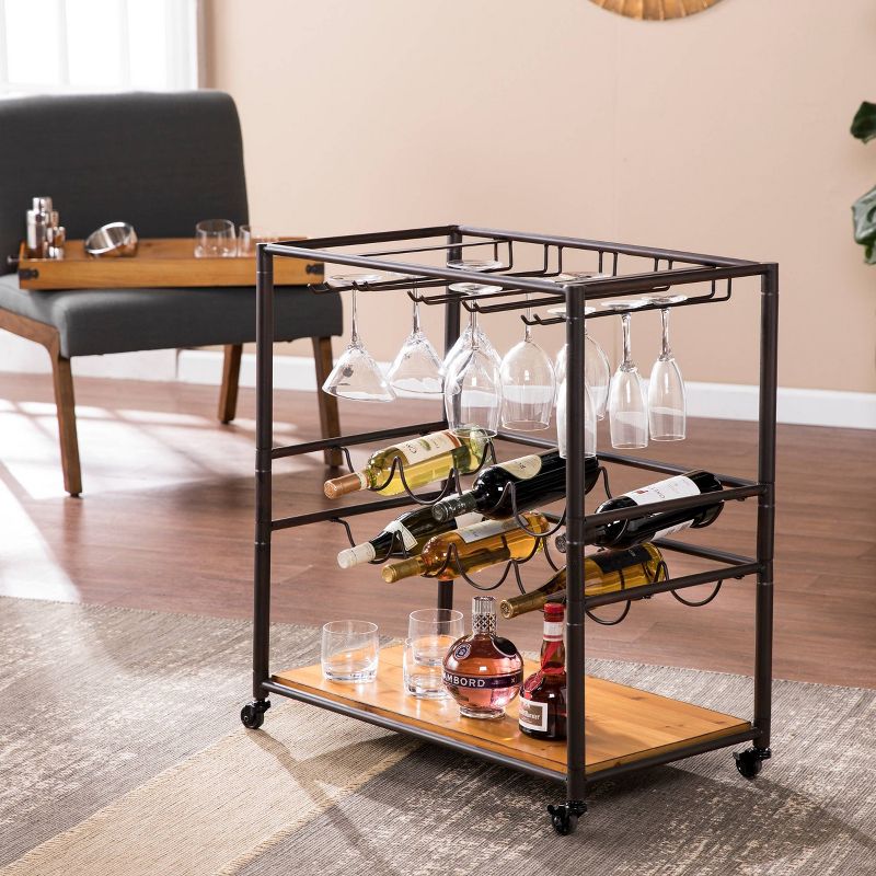 Maresal Bar Cart Black/Natural - Aiden Lane
