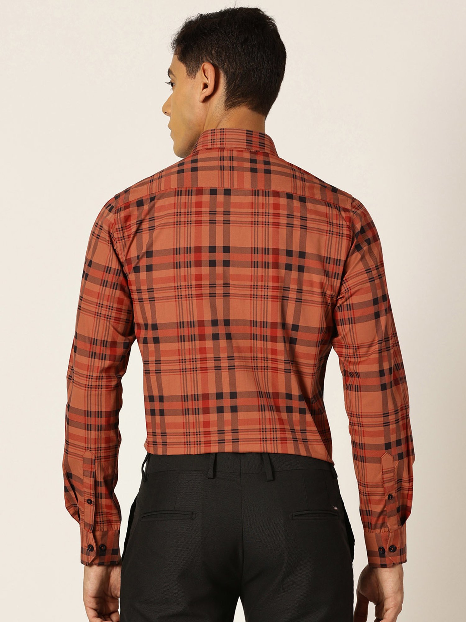 Thomas Scott Rust Slim Fit Check Cotton Shirt