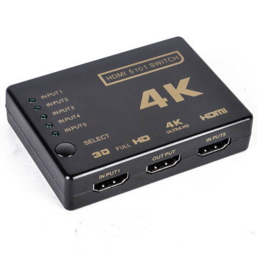 3D 1080p 5Port 4K HDMI Switch Switcher Selector Splitter Hub+IR Remote Fo HDTV E