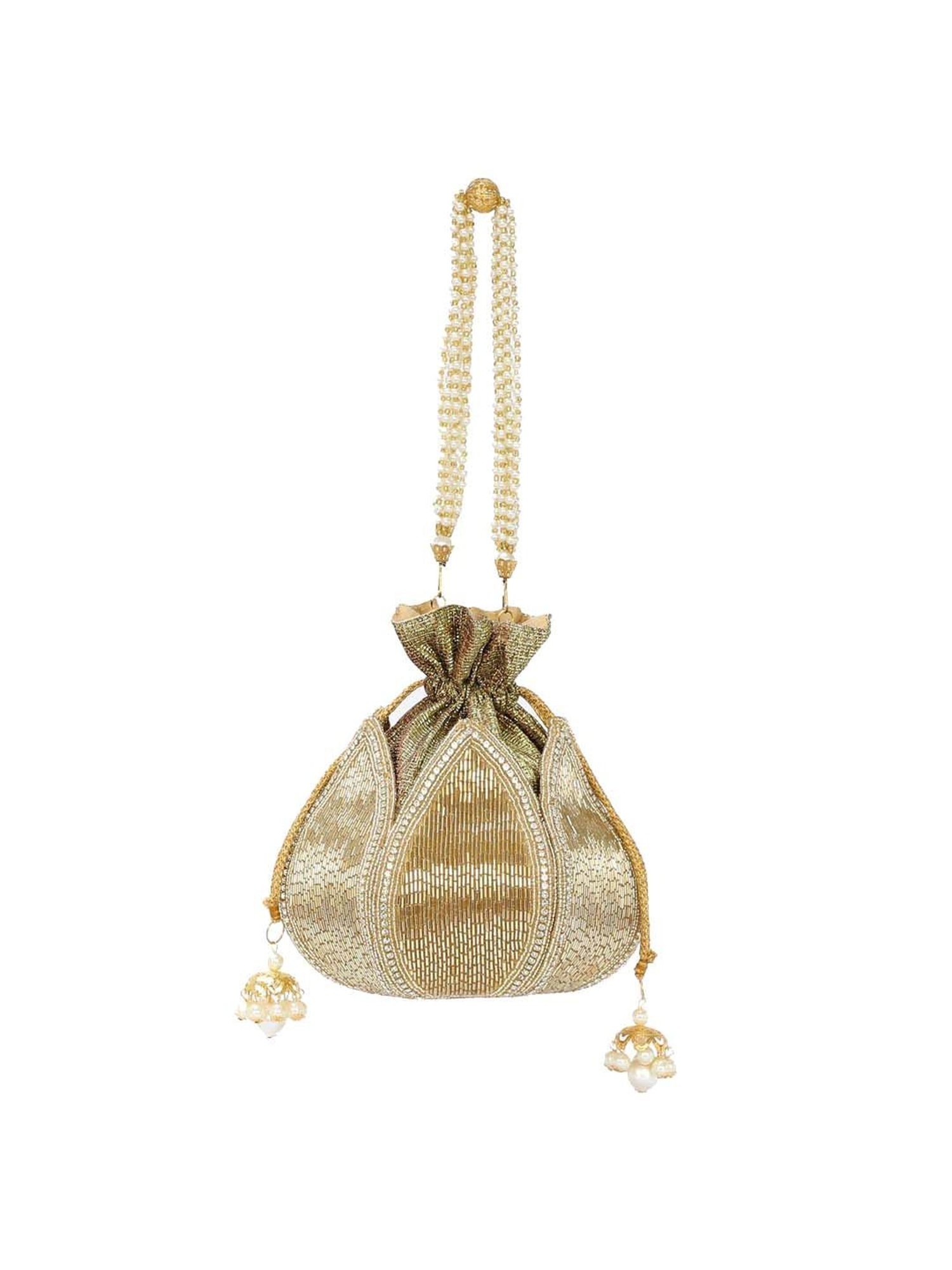 NR by Nidhi Rathi Golden Fabric Potli