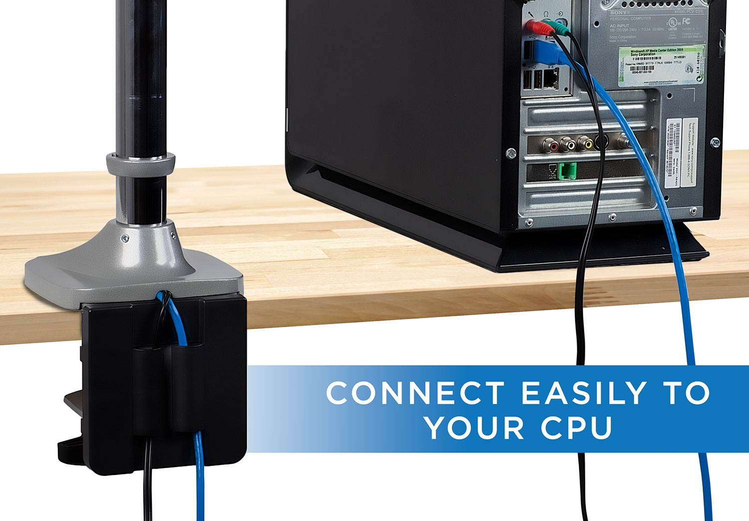 Triple Monitor Mount | Desk Stand with USB and Audio Ports | Fits 24-32 Inch Screens