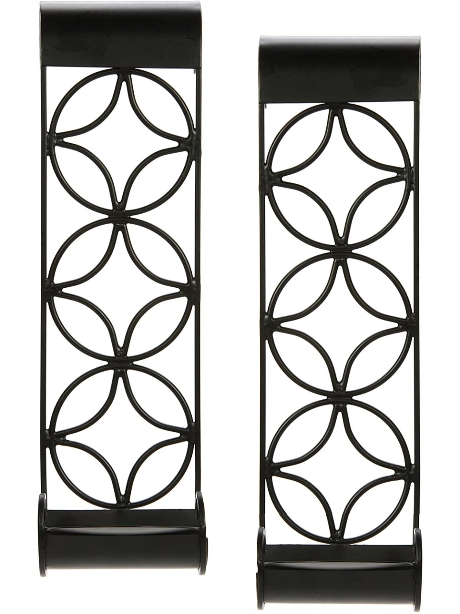 HOSLEY Black Iron Wall Hanging Tealight Candle Holder with Pillar Candles - Set of 2