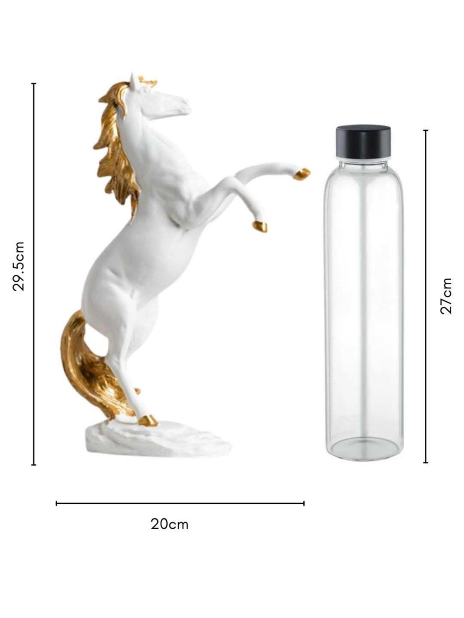 Nestasia Durable White Resin Made Horse Sculpture With A Metallic Gold Mane I Perfect For Gifting