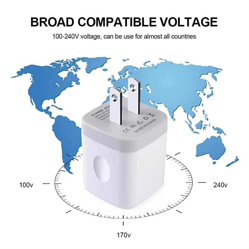 OnePort Charger Plug  1A Charging Blocks 6 PC Ultra Compact Travel Charging Cube Power Adapter Compatible Phone 11 XS 8 6S Samsung S20 S10 Plus S9+ S8 S7 Edge Note 9 LG G8 ThinQ G7 G6 Moto