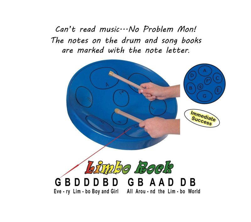 Panyard Jumbie Jam Steel Ready to Play Kit-Blue G-Major with Table Top Stand-...