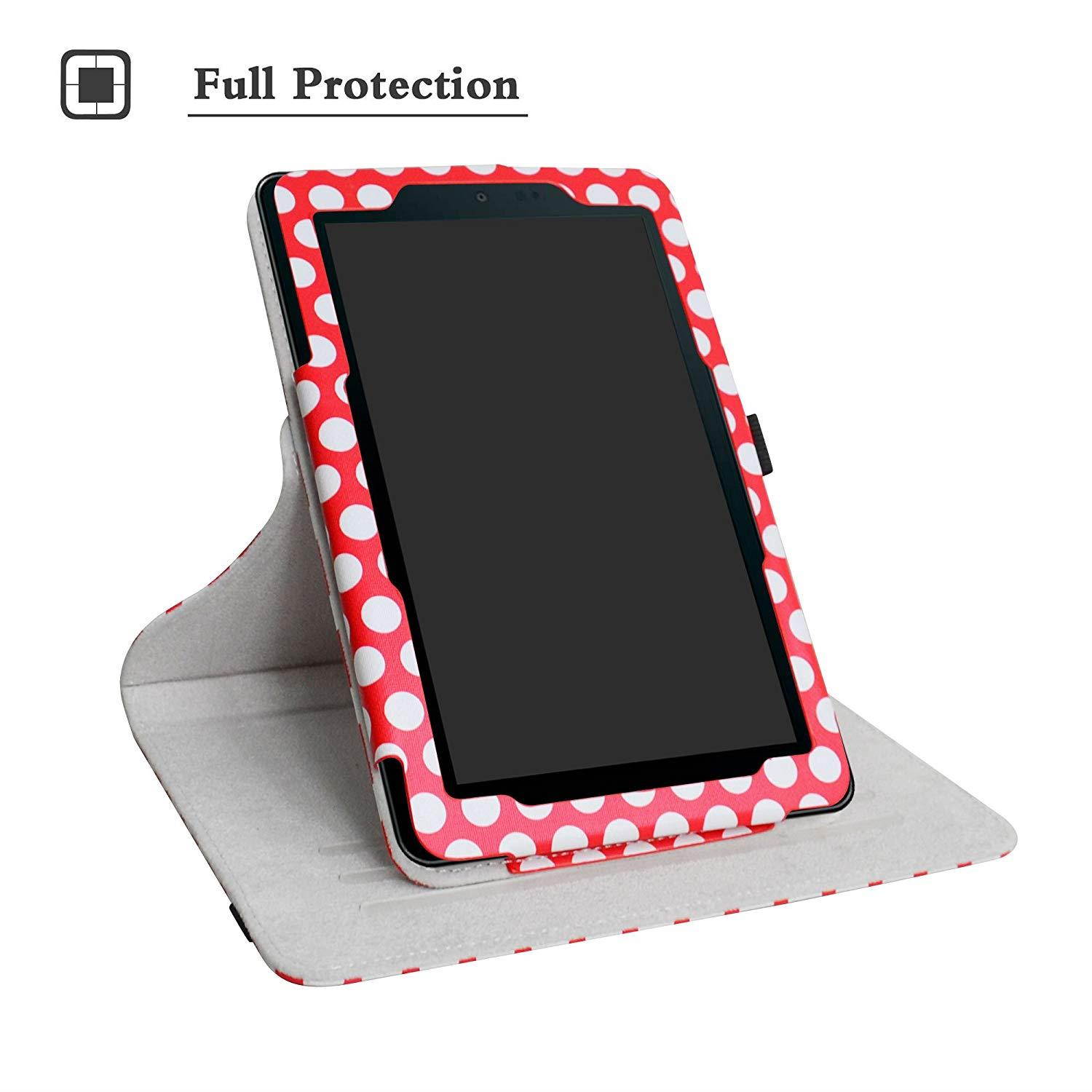 Sprint Slate 8" Tablet Rotating Case,Mama Mouth 360 Degree Rotary Stand with Cute Cover for 8" Sprint Slate 8 (AQT80) / Sprint Slate 8 Plus Android Tablet,Polkadot Red