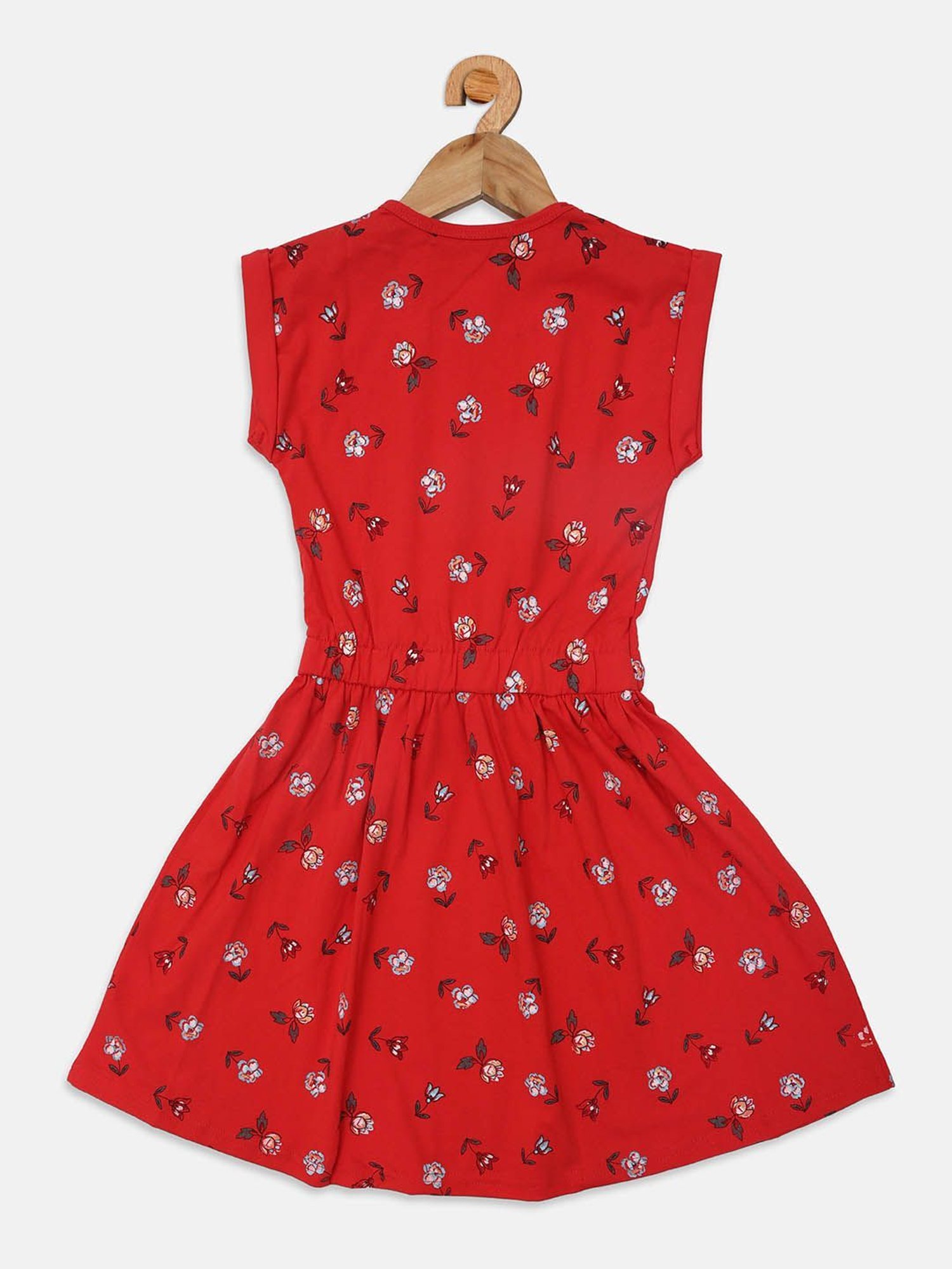 NINS MODA Kids Red Floral Print Dress