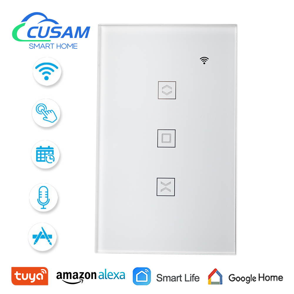 CUSAM Tuya US WiFi Smart Roller Shutter Switch for Motorized Blinds Curtain App Remote Control with Alexa Google Home Voice Command
