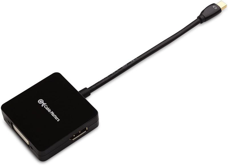 Cable Matters Mini DisplayPort to HDMI Adapter with DisplayPort and DVI 3-in-1 Adapter in Black - Thunderbolt and Thunderbolt 2 Port Compatible - Supporting 4K Resolution via HDMI and DisplayPort